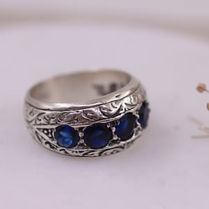 Sterling Silver 925 Men&#39;s Ring, Sapphire Mens Ring , Silver Men&#39;s Ring, Gift for Him, Sapphire Mens Ring, Turkish Handmade Man Ring, Gift