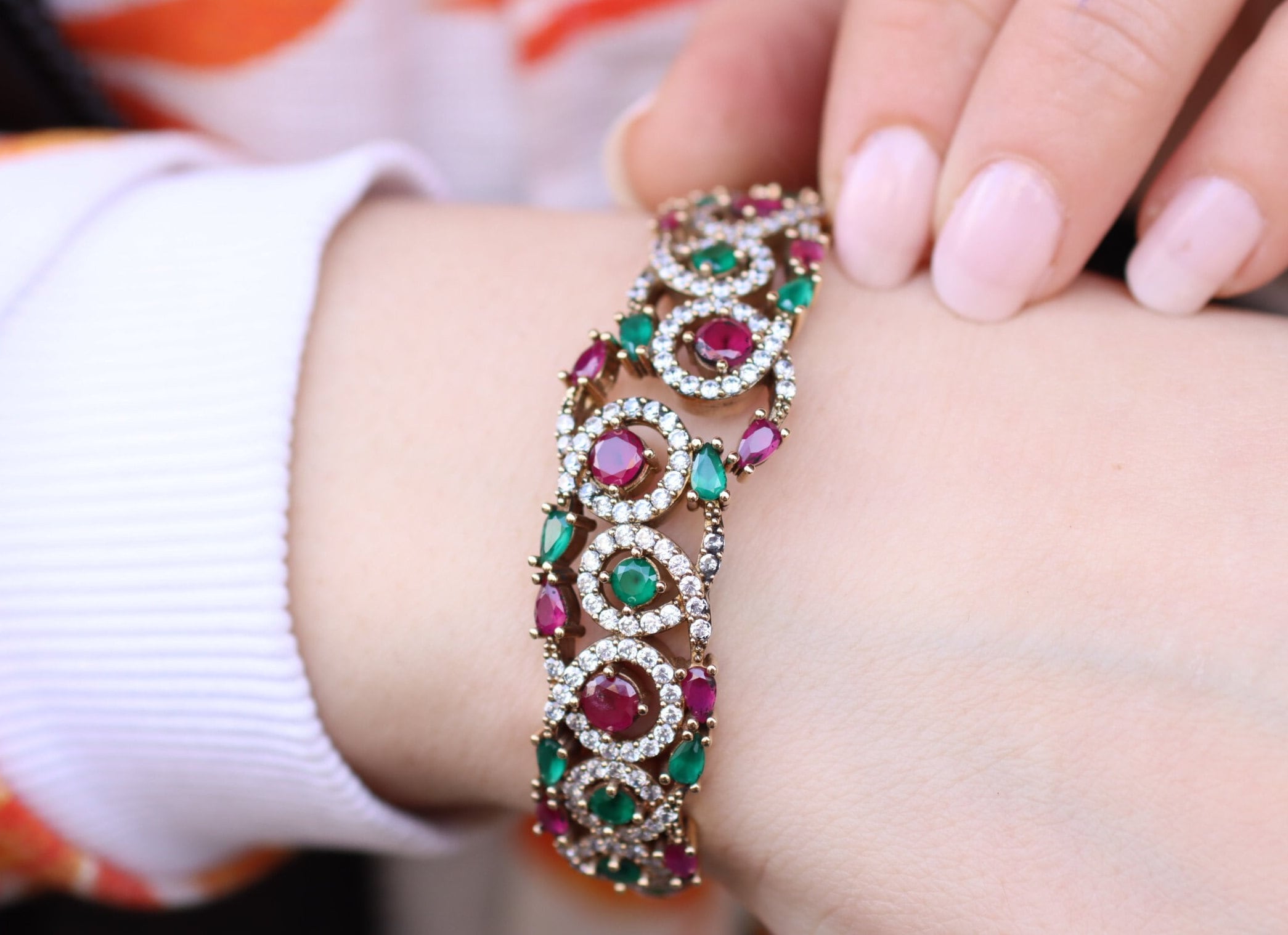 Emerald Bracelet, Ruby Bracelet, Turkish Handmade Bracelet, Bangle, Cuff, Silver 925 Handmade Bangle, Cuff, Mothers Day Gift, Mom Gift, Gift