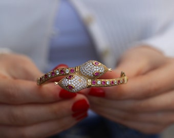 925 Sterling Silver Ruby Bracelet, Turkish Handmade Bracelet, Silver 925  Bangle, Cuff, Ruby, Gift for Her, Ruby Bracelet, Ruby Jewelry