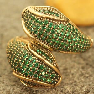 Silver Emerald Ring, Emerald Handmade Ring, Silver 925, Silver Ring, Animal Ring, Snake Ring, Emerald Turkish Ring Emerald Jewelry, Emerald