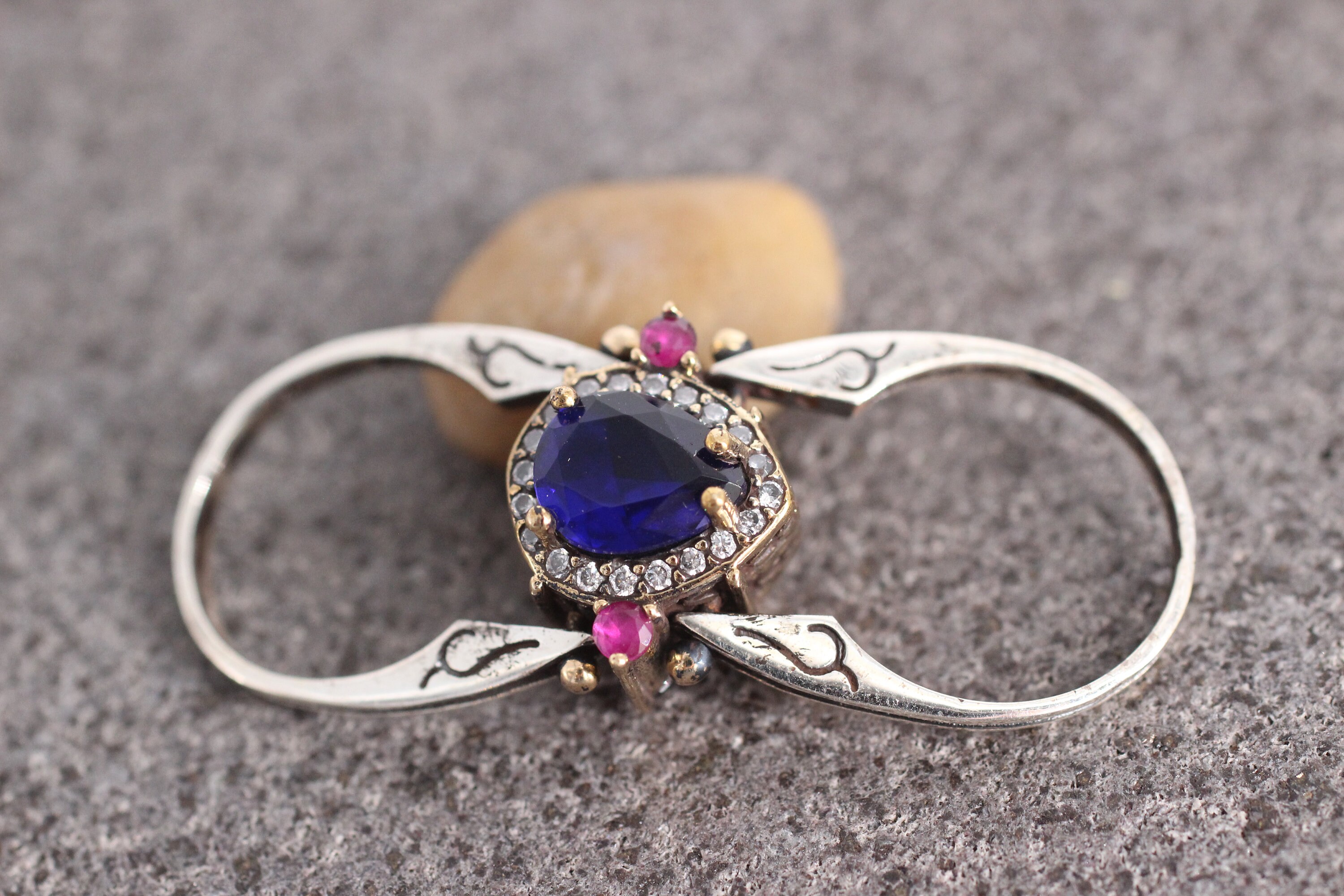 Reversible Ring, Turkish Ring Pear Cut Sapphire Ruby Ring, Gift for Her ...