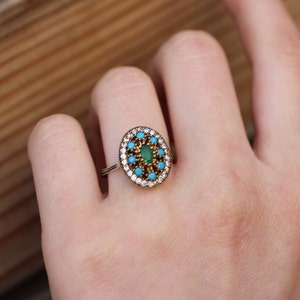 Turquoise Emerald Handmade Ring, Silver Emerald Ring, Turquoise Silver Ring, Gift for her, Mothers Day Gift, Gift for Mom, Turquoise Ring
