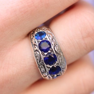 Sterling Silver 925 Men&#39;s Ring, Sapphire Mens Ring , Silver Men&#39;s Ring, Gift for Him, Sapphire Mens Ring, Turkish Handmade Man Ring, Gift