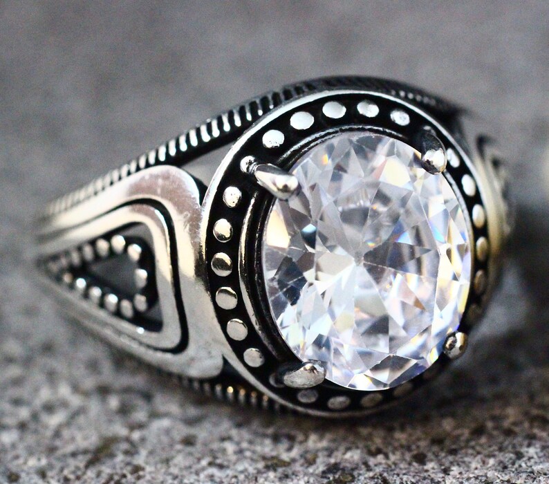 Mens Silver 925 Ring Zircon Mens Ring silver Men's Ring Etsy