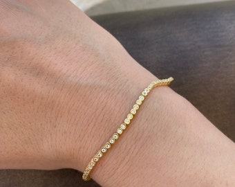 Bracciale Tennis Elegante Bracciale Tennis Donna Swarovski Con Zirconi – Regolabile, Placcato Rodio, Per Compleanno O Regalo Elegante Tennis Bracciale Uomo
