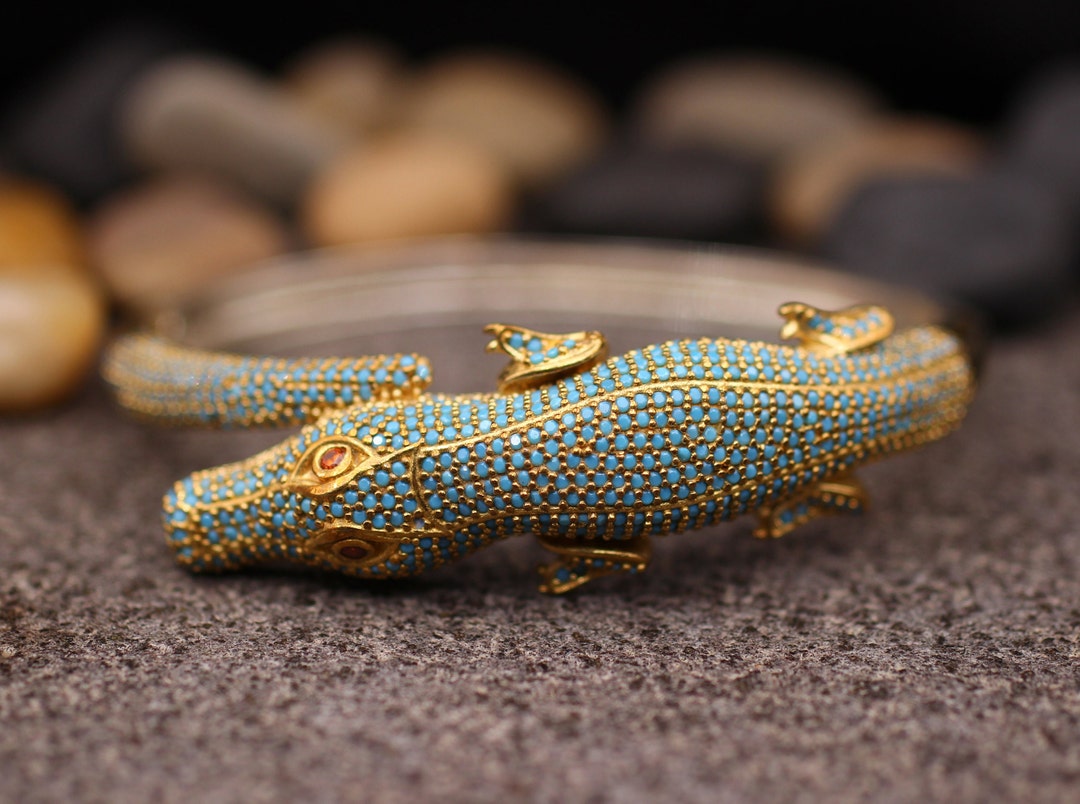 Crocodile Turquoise Bracelet, Turquoise Crocodile Bracelet