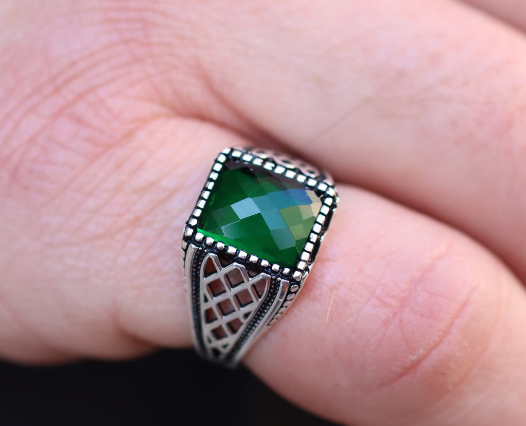 Emerald Men's Ring Mens Ring Mens Handmade Etsy