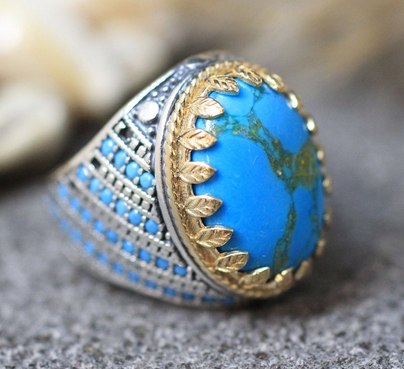 Sterling Silver 925 Turquoise Mens Ring, Turquoise Ring, Silver 925 Men ...