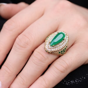 Sterling Silver 925 Emerald Handmade Ring, Ottoman Style Ring, Silver 925 Ring, Gift for her, Silver Ring, Ottoman Style Ring, Emerald
