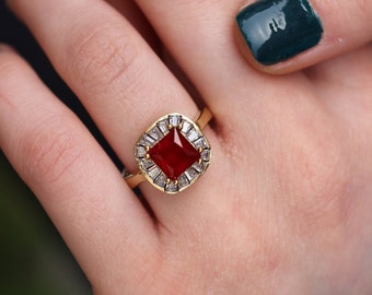 Sterling Silver 925 Ruby Zircon Handmade Ring, Ruby Silver Ring, Silver 925 Ring, Gift for her, Silver Ring, Ruby Ring, Mothers Day Gift