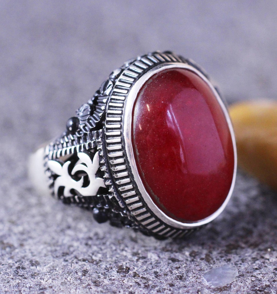 Sterling Silver 925 Agate Handmade Ring Ottoman Style Ring - Etsy