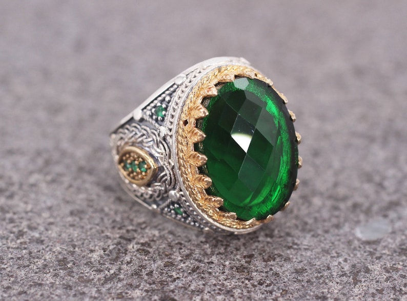 Ottoman Style Ring Silver Ring Ottoman Style Ring Silver 925 Men/'s Ring Gift for Him Sterling Silver 925 Emerald Handmade Ring