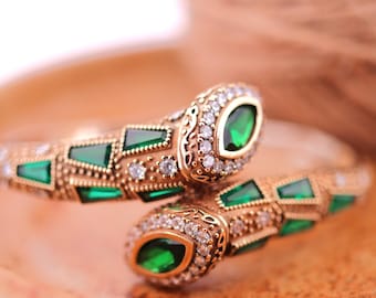 925スターリングシルバーエメラルドブレスレット、バングル、カフ