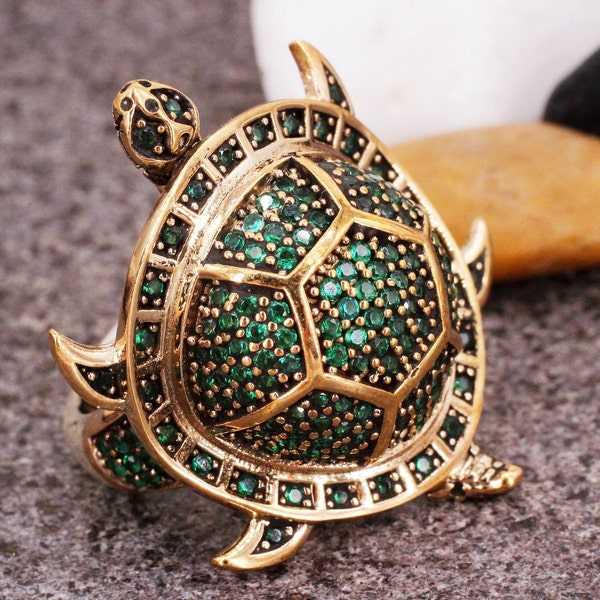 Silver Emerald Ring, Emerald Handmade Ring, Silver 925 Ring, Silver Ring, Animal Ring, Turtle Ring, Emerald, Turkish Emerald Jewelry