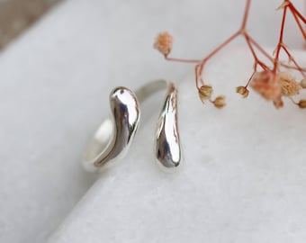 Anello in argento grosso, anello Boho, anello in argento delicato, anello Boho Silver 925, anello pollice argento, anello impilabile sottile argento, anello regolabile