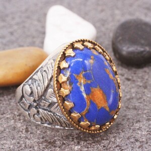 Hombres plata de ley 925 anillo turquesa, anillo de estilo otomano, plata 925 anillo de hombre, anillo de plata, anillo de estilo otomano, hombre anillo turquesa