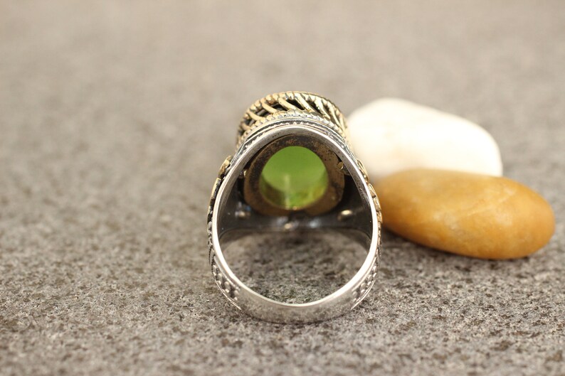 Mens Emerald Ring Silver Ring Ottoman Style Ring Silver 925 Yemeni Mens Ring Gift for Him Ottoman Style Ring Silver 925 Men/'s Ring