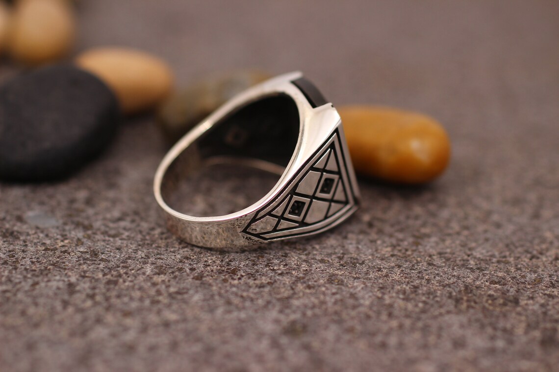 Onyx Mens Ring Signet Men's Ring Gift for Him Ottoman - Etsy