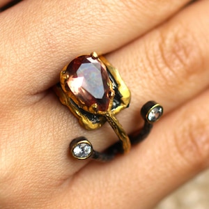 Alexandrite Silver Ring, Alexandrite Handmade Unique Design Ring, Women&#39;s Ring, Silver 925 Ring, Mothers Day Gift, Color Change Ring