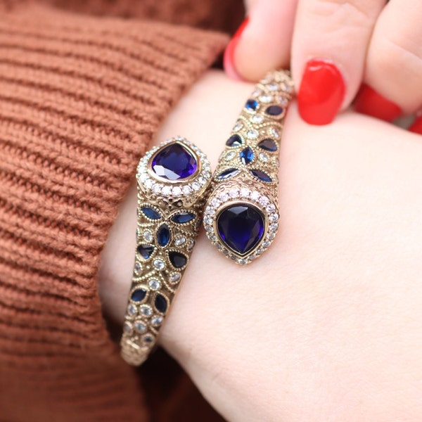 Sapphire Cuff Bracelet Etsy