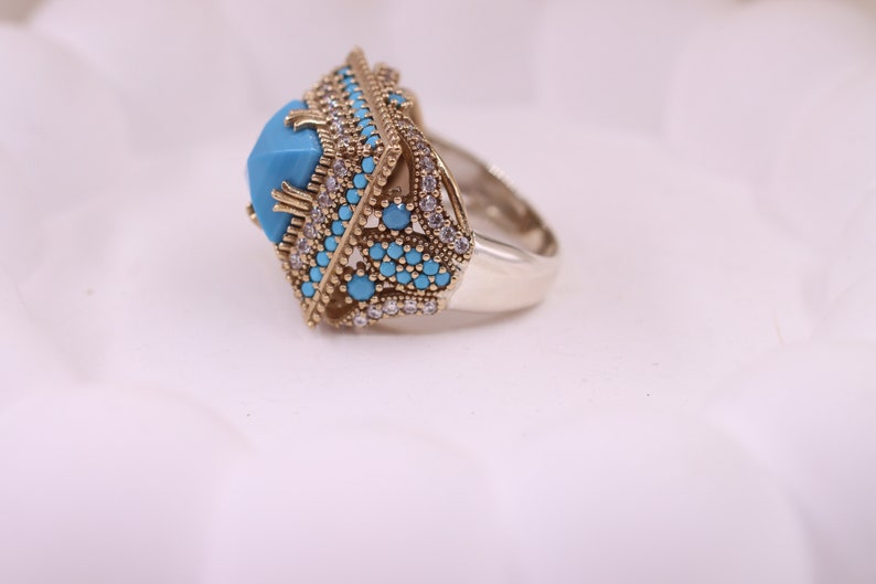 Turquoise Set, Sterling Silver 925 Jewelry Set, Turquoise Ottoman Set, Authentic Turkish Set, Jewelry Set for Women, Mothers Day Gift image 6