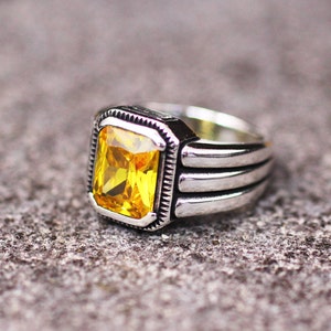 Sterling Silver 925 Peridot Handmade Mens Ring, Signet Mens Ring, Gift for him, Men&#39;s Ring, Silver 925 Mens Ring, Peridot Mens Ring