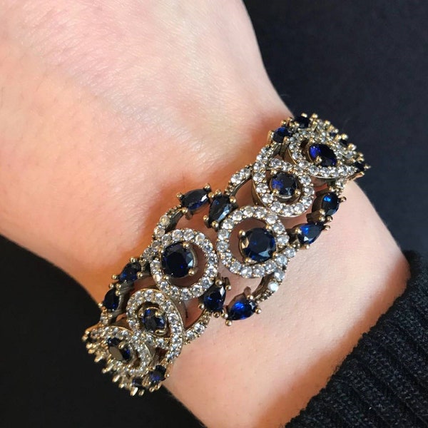 Sapphire Cuff Bracelet Etsy