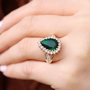 Sterling Silver 925 Emerald Handmade Ring, Ottoman Style Ring, Silver 925 Ring, Gift for her, Silver Ring, Ottoman Style Ring, Emerald