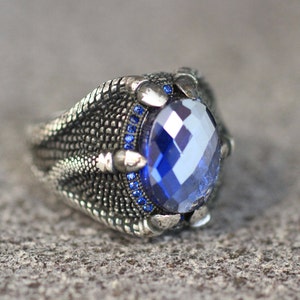 Sapphire Mens Handmade Silver Ring, Ottoman Style Ring, Silver 925 Mens Ring, Gift for Him, Silver 925 Ring, Ottoman Style Ring, Sapphire
