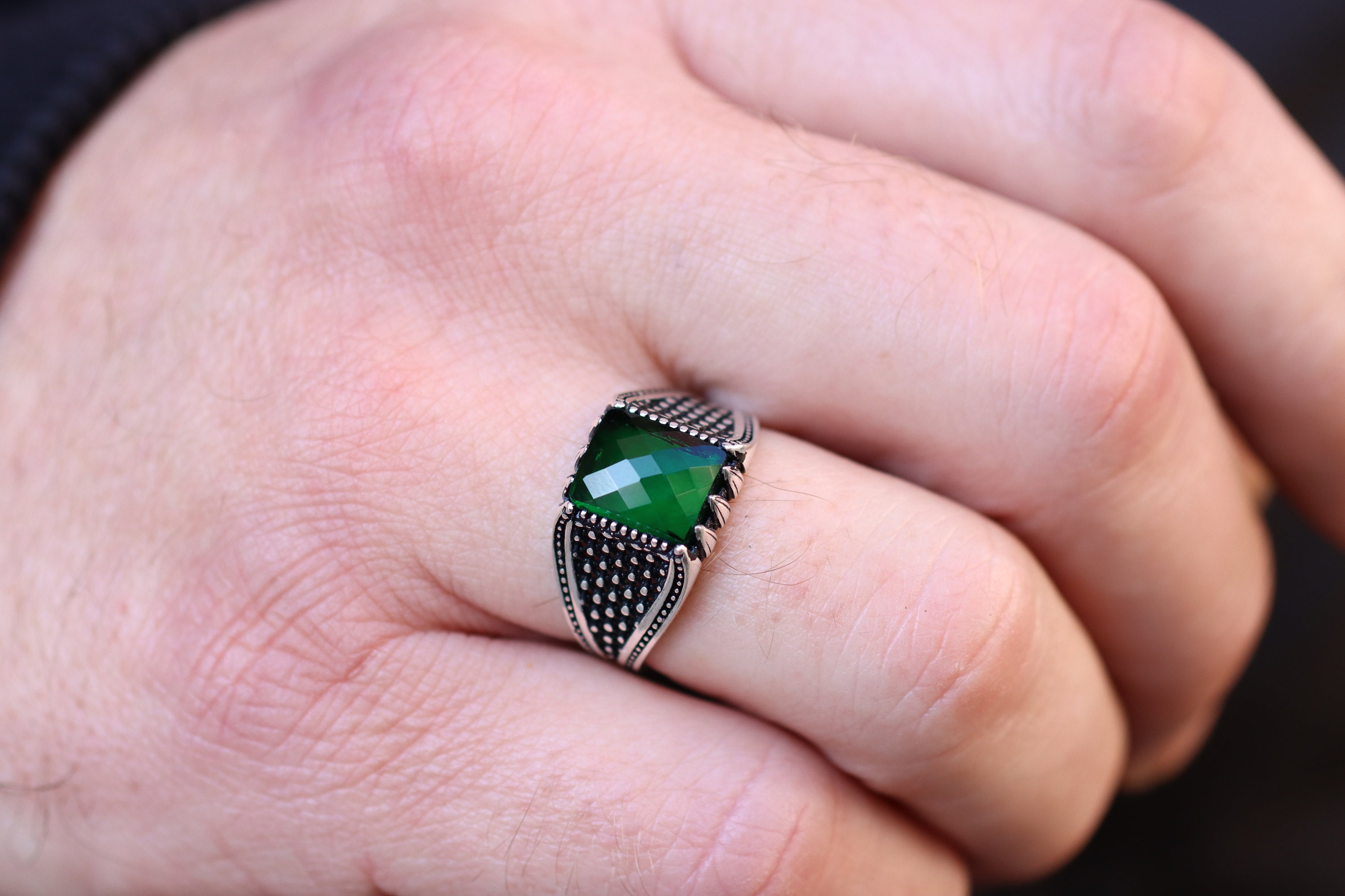 Emerald Men's Ring Mens Ring Mens Handmade Etsy