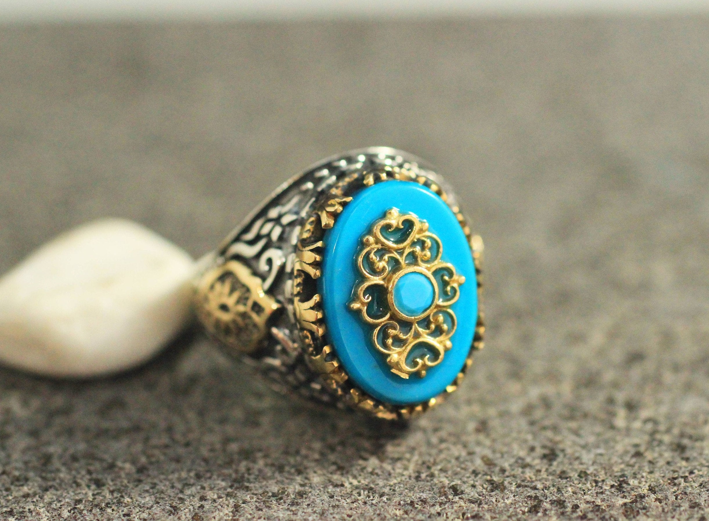 ターコイズ　ハンドメイド　シルバーリング ターコイズハンドメイドシルバーリングスターリングシルバーリング