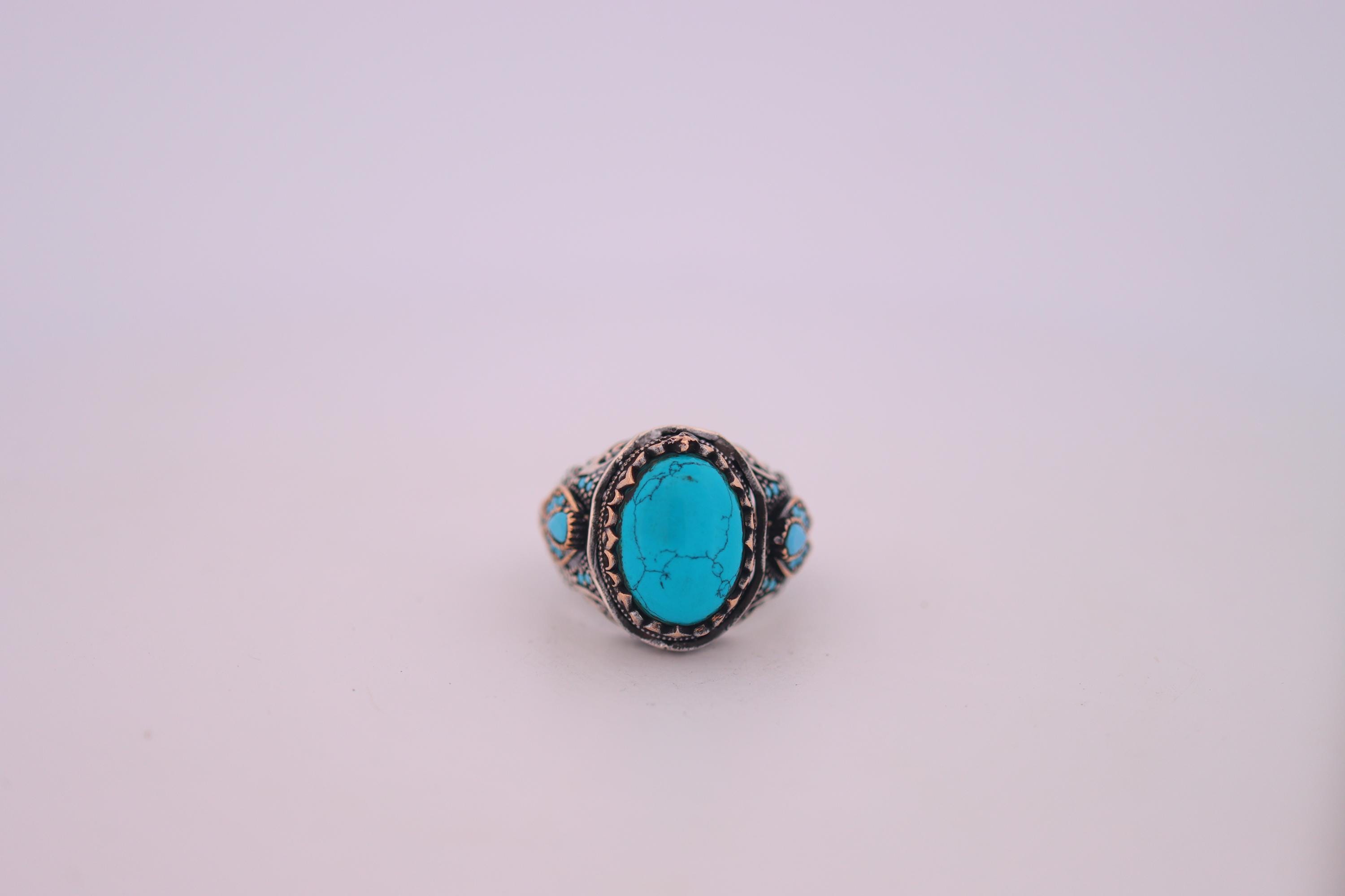 Sterling Silver 925 Turquoise Mens Ring , Statement Mens Ring, Gift for ...