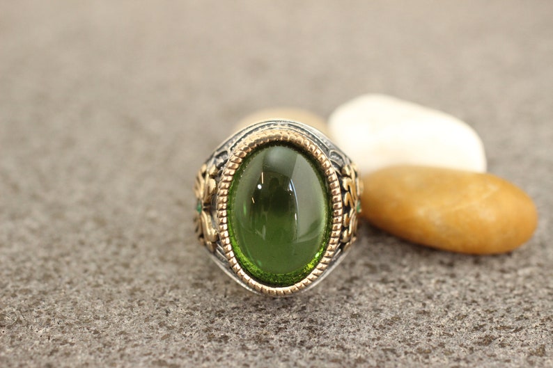 Mens Emerald Ring Silver Ring Ottoman Style Ring Silver 925 Yemeni Mens Ring Gift for Him Ottoman Style Ring Silver 925 Men/'s Ring