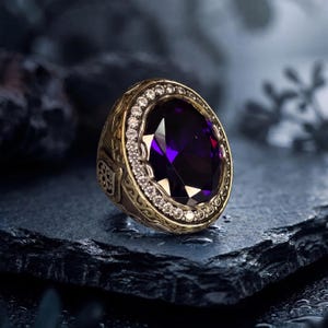 Außergewöhnlicher Ring, Zwei in einem Eins Ring 925 Sterling Silber Band Frauen Geschenk, Muttertagsgeschenk, Amethyst Rubin Ring, Mom Geschenk
