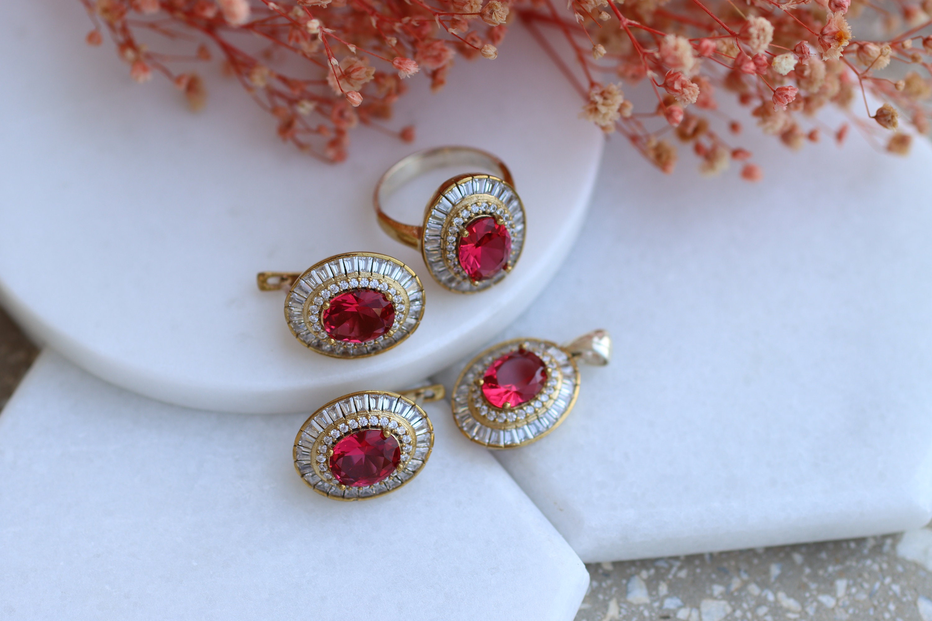 Ruby Handmade Oval Set Ottoman Style Set Womens Ruby Set - Etsy