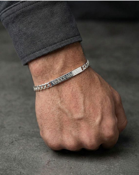 パーソナライズされたスターリングシルバー925メンズIDブレスレット