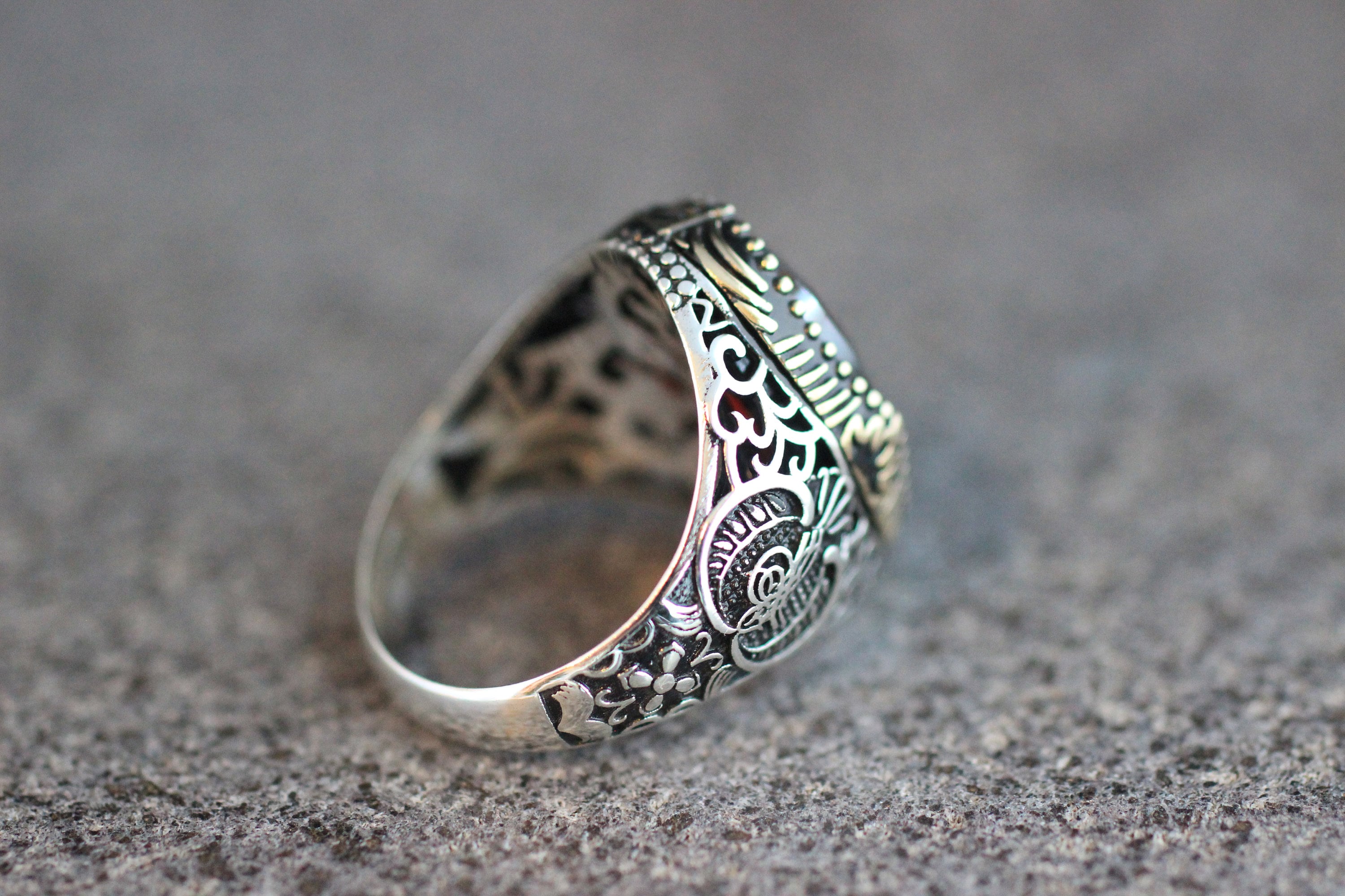 KAMBO Anillo De Piedra Preciosa De Rubí Natural, Anillo De Plata De Ley 925 Maciza Con Sello De Salomón, Anillo único, Piedra Preciosa De Plata, Rubí, Piedra Preciosa Plateada, Rubí