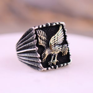 Sterling Silver 925 Mens Eagle Ring , Mens Eagle Ring, Silver Mens Ring, Gift for Men , Gift for Him