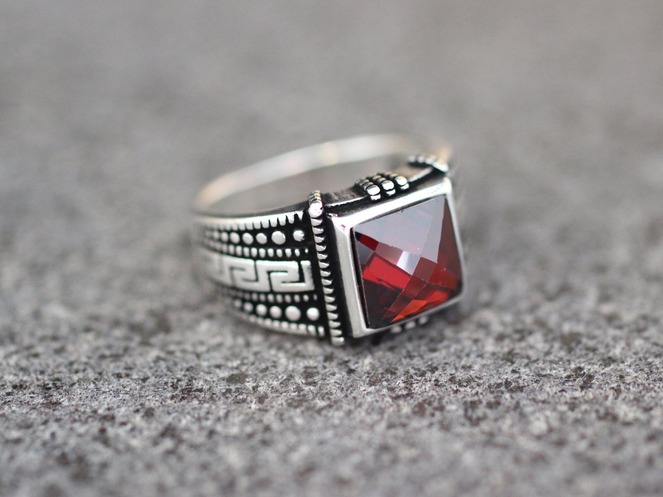 Sterling Silver 925 Mens Handmade Ring Ruby Mens Sterling Etsy