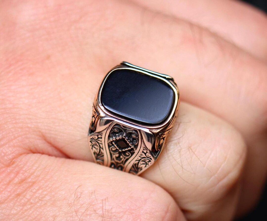 Sterling Silver 925 Men's Ring, Onyx Men Ring , Silver Men's Ring