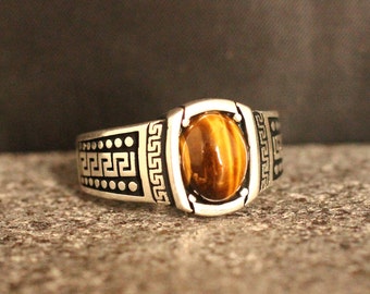 Bague Chevalière En Argent Massif 925 Avec œil De Tigre - Poids 15g - Tailles Disponibles De 58 à 70 - Neuf Avec étiquettes