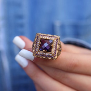 Amethyst Handmade Ring, Amethyst Silver Ring, Silver 925 Ring, Gift for Her, Amethyst Ring, Mothers Day Gift, Mom Gift, Gift for Her