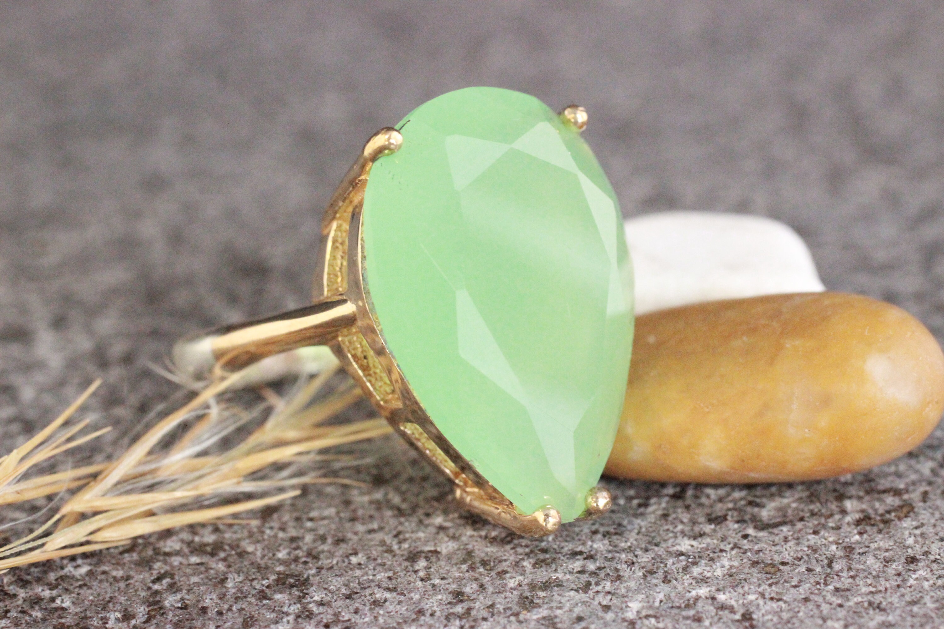 925Silver_lover Emerald Quartz 925 Sterling Silver Handmade Ring - Cushion Cut - EM-158