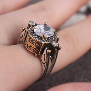 Reversible Ring, Turkish Ring Oval Zircon Ring, Gift for Her, Two in a ...