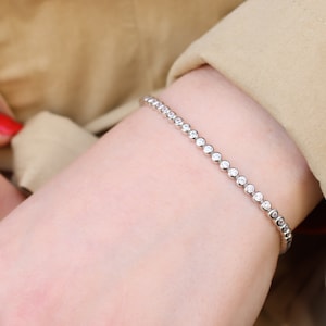 Silver Zircon Bracelet, Handmade Tennis Bracelet, Silver 925 Zİrcon Bracelet , Mothers Day Gift, Tennis Silver Bracelet, Gift for Her