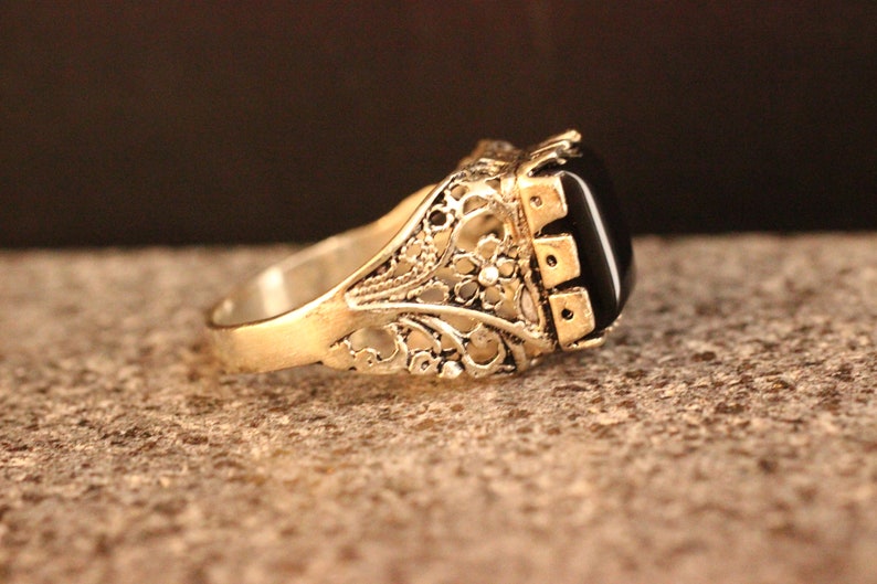 Ottoman Silver 925 Men Ring,Turkish Handmade Man Ring Onyx Men Ring Sterling Silver 925 Men/'s Ring Onyx Silver Men/'s Ring Gift for Him