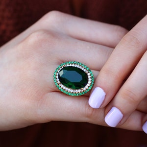 Emerald Ring, handgemaakte Emerald Ring, zilver 925 Womens Ring, cadeau voor haar, handgemaakte vrouwen ring, dames ring, moederdag cadeau, moeder cadeau