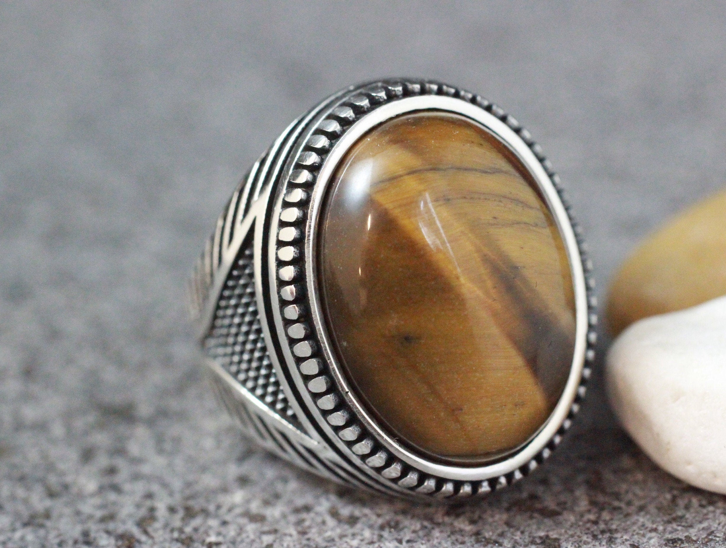 Man Tiger Eye Ring Silver 925 Tiger Eye Ring Mens Sterling Etsy