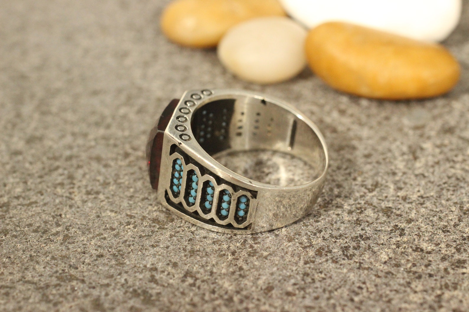 Sterling Silver 925 Men's Ring Ruby Men's Ring Etsy