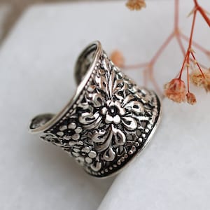 Silver Dainty Chunky Ring, Boho Silver Ring, Statement Thumb Ring, Chunky Open Ring, Solid Silver 925 Boho Ring, Mothers Day Gift, Mom Gift